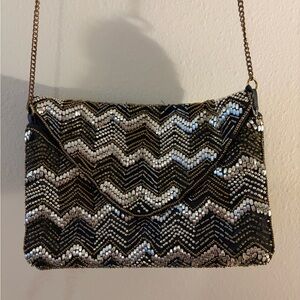 Elegant Chevron Sequin Shoulder Bag